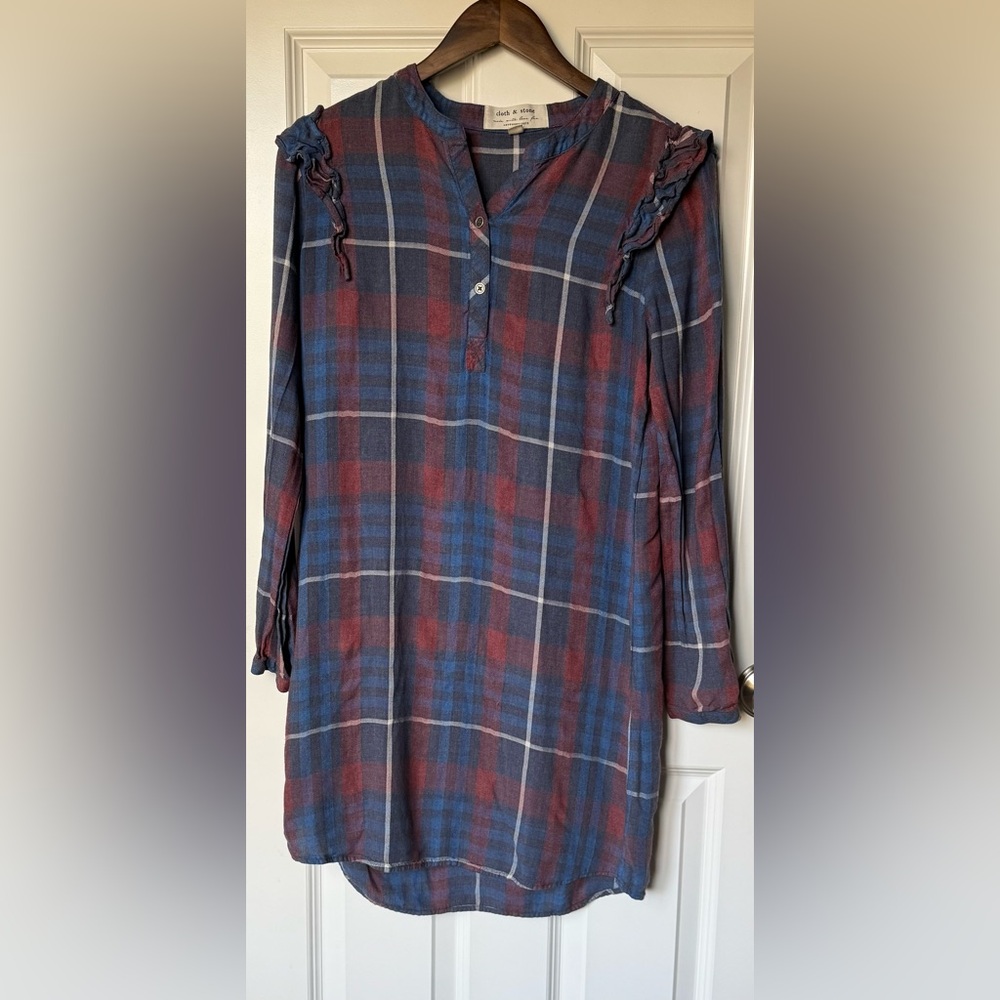 Anthropologie  Cloth & Stone Ruffled ruffle Shirtdress size small